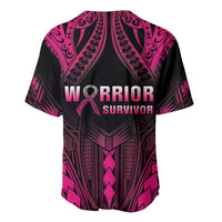 Breast Cancer Pink Out Baseball Jersey Polynesian Art Tattoo Black Version LT05 - Polynesian Pride