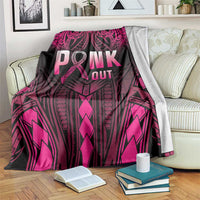 Breast Cancer Pink Out Blanket Polynesian Art Tattoo Black Version