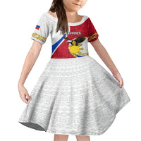Personalized Philippines Family Matching Puletasi Dress and Hawaiian Shirt The Eight-Rayed Sun Bald Eagle Polynesian Pattern LT05 Daughter's Dress Red - Polynesian Pride