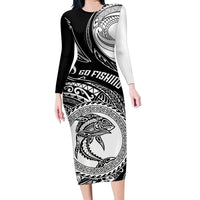 go-fishing-family-matching-long-sleeve-bodycon-dress-and-hawaiian-shirt-polynesian-pattern