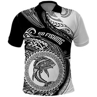 Personalized Go Fishing Polo Shirt Polynesian Pattern LT05 Black - Polynesian Pride