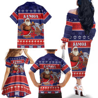 Samoa Christmas Family Matching Off The Shoulder Long Sleeve Dress and Hawaiian Shirt Samoan Santa Claus Manuia Le Kerisimasi LT05 - Polynesian Pride
