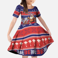 Samoa Christmas Family Matching Summer Maxi Dress and Hawaiian Shirt Samoan Santa Claus Manuia Le Kerisimasi LT05 Daughter's Dress Blue - Polynesian Pride