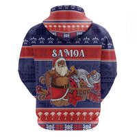Samoa Christmas Zip Hoodie Samoan Santa Claus Manuia Le Kerisimasi