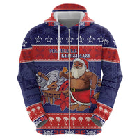 Samoa Christmas Zip Hoodie Samoan Santa Claus Manuia Le Kerisimasi