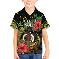 Love Vanuatu Christmas Family Matching Off Shoulder Maxi Dress and Hawaiian Shirt God Yumi Polynesian Tribal Pattern LT05 Son's Shirt Black - Polynesian Pride