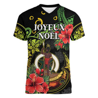 Love Vanuatu Christmas Women V-Neck T-Shirt God Yumi Polynesian Tribal Pattern LT05 Female Black - Polynesian Pride