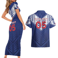 Super Toa Samoa Rugby Custom Couples Matching Short Sleeve Bodycon Dress and Hawaiian Shirt Warrior Spirit LT05