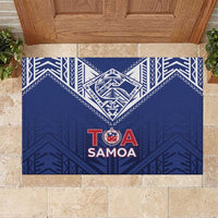 Super Toa Samoa Rugby Rubber Doormat Warrior Spirit LT05 Blue - Polynesian Pride