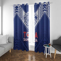 Super Toa Samoa Rugby Window Curtain Warrior Spirit LT05 With Grommets Blue - Polynesian Pride