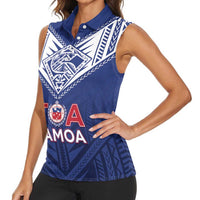 Super Toa Samoa Rugby Custom Women Sleeveless Polo Shirt Warrior Spirit LT05