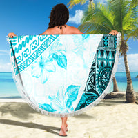 Hawaiian Tapa Beach Blanket Traditional Vintage Pattern Aqua LT05 - Polynesian Pride