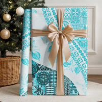 Hawaiian Tapa Wrapping Paper Traditional Vintage Pattern Aqua - Polynesian Pride