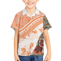Hawaiian Tapa Family Matching Tank Maxi Dress and Hawaiian Shirt Traditional Vintage Pattern Orange LT05 Son's Shirt Orange - Polynesian Pride