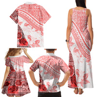 Hawaiian Tapa Family Matching Tank Maxi Dress and Hawaiian Shirt Traditional Vintage Pattern Red LT05 - Polynesian Pride