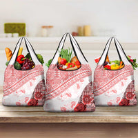 Hawaiian Tapa Grocery Bag Traditional Vintage Pattern Red LT05 3-pack One Size Red - Polynesian Pride
