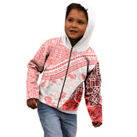 Hawaiian Tapa Kid Hoodie Traditional Vintage Pattern Red LT05 - Polynesian Pride