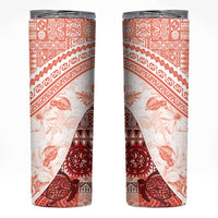 Hawaiian Tapa Skinny Tumbler Traditional Vintage Pattern Red