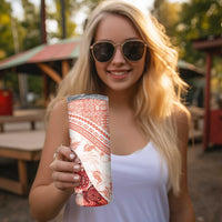 Hawaiian Tapa Skinny Tumbler Traditional Vintage Pattern Red