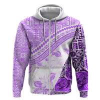 Hawaiian Tapa Hoodie Traditional Vintage Pattern Violet LT05 - Polynesian Pride