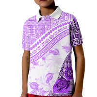 Hawaiian Tapa Kid Polo Shirt Traditional Vintage Pattern Violet LT05 Kid Violet - Polynesian Pride
