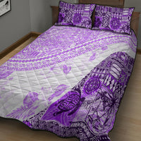 Hawaiian Tapa Quilt Bed Set Traditional Vintage Pattern Violet LT05 - Polynesian Pride