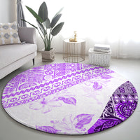 Hawaiian Tapa Round Carpet Traditional Vintage Pattern Violet LT05 - Polynesian Pride