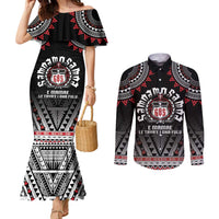 Personalised Samoa Black Saturday Couples Matching Mermaid Dress and Long Sleeve Button Shirt Samoa For Samoans