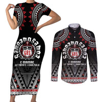 Personalised Samoa Black Saturday Couples Matching Short Sleeve Bodycon Dress and Long Sleeve Button Shirt Samoa For Samoans