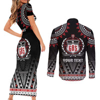 Personalised Samoa Black Saturday Couples Matching Short Sleeve Bodycon Dress and Long Sleeve Button Shirt Samoa For Samoans