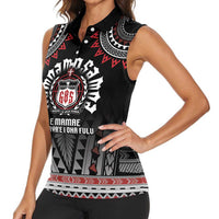 Personalised Samoa Black Saturday Women Sleeveless Polo Shirt Samoa For Samoans