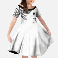 Custom New Zealand Football Family Matching Mermaid Dress and Hawaiian Shirt Aotearoa Pride LT05 Daughter's Dress White - Polynesian Pride