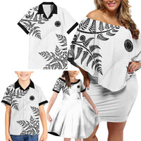 Custom New Zealand Football Family Matching Off Shoulder Short Dress and Hawaiian Shirt Aotearoa Pride LT05 - Polynesian Pride