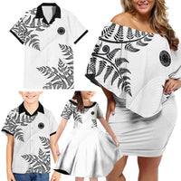 Custom New Zealand Football Family Matching Off Shoulder Short Dress and Hawaiian Shirt Aotearoa Pride - Polynesian Pride