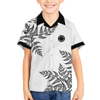 Custom New Zealand Football Family Matching Off Shoulder Short Dress and Hawaiian Shirt Aotearoa Pride LT05 Son's Shirt White - Polynesian Pride