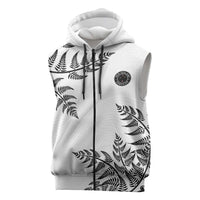 Custom New Zealand Football Sleeveless Zip Hoodie Aotearoa Pride LT05 White - Polynesian Pride