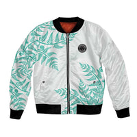 Custom New Zealand Football Bomber Jacket Aotearoa Pride Aqua Version - Polynesian Pride