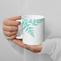 Custom New Zealand Football Ceramic Mug Aotearoa Pride Aqua Version - Polynesian Pride