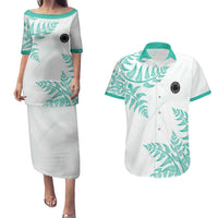 Custom New Zealand Football Couples Matching Puletasi and Hawaiian Shirt Aotearoa Pride Aqua Version LT05 Aqua - Polynesian Pride