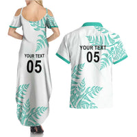 Custom New Zealand Football Couples Matching Summer Maxi Dress and Hawaiian Shirt Aotearoa Pride Aqua Version - Polynesian Pride