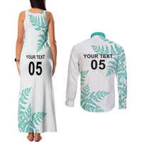 Custom New Zealand Football Couples Matching Tank Maxi Dress and Long Sleeve Button Shirt Aotearoa Pride Aqua Version - Polynesian Pride