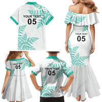 Custom New Zealand Football Family Matching Mermaid Dress and Hawaiian Shirt Aotearoa Pride Aqua Version LT05 - Polynesian Pride