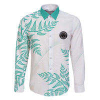 Custom New Zealand Football Family Matching Mermaid Dress and Hawaiian Shirt Aotearoa Pride Aqua Version LT05 Dad's Shirt - Long Sleeve Aqua - Polynesian Pride