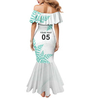 Custom New Zealand Football Family Matching Mermaid Dress and Hawaiian Shirt Aotearoa Pride Aqua Version - Polynesian Pride