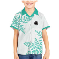 Custom New Zealand Football Family Matching Mermaid Dress and Hawaiian Shirt Aotearoa Pride Aqua Version LT05 Son's Shirt Aqua - Polynesian Pride