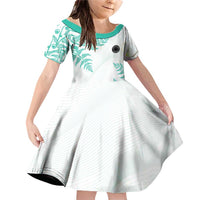 Custom New Zealand Football Family Matching Off Shoulder Short Dress and Hawaiian Shirt Aotearoa Pride Aqua Version - Polynesian Pride