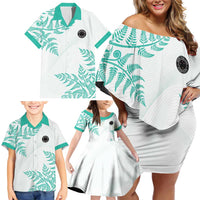 Custom New Zealand Football Family Matching Off Shoulder Short Dress and Hawaiian Shirt Aotearoa Pride Aqua Version LT05 - Polynesian Pride
