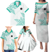 Custom New Zealand Football Family Matching Puletasi and Hawaiian Shirt Aotearoa Pride Aqua Version LT05 - Polynesian Pride