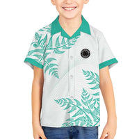 Custom New Zealand Football Family Matching Puletasi and Hawaiian Shirt Aotearoa Pride Aqua Version LT05 Son's Shirt Aqua - Polynesian Pride
