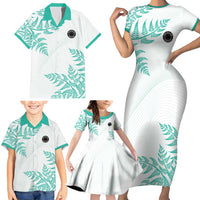 Custom New Zealand Football Family Matching Short Sleeve Bodycon Dress and Hawaiian Shirt Aotearoa Pride Aqua Version LT05 - Polynesian Pride